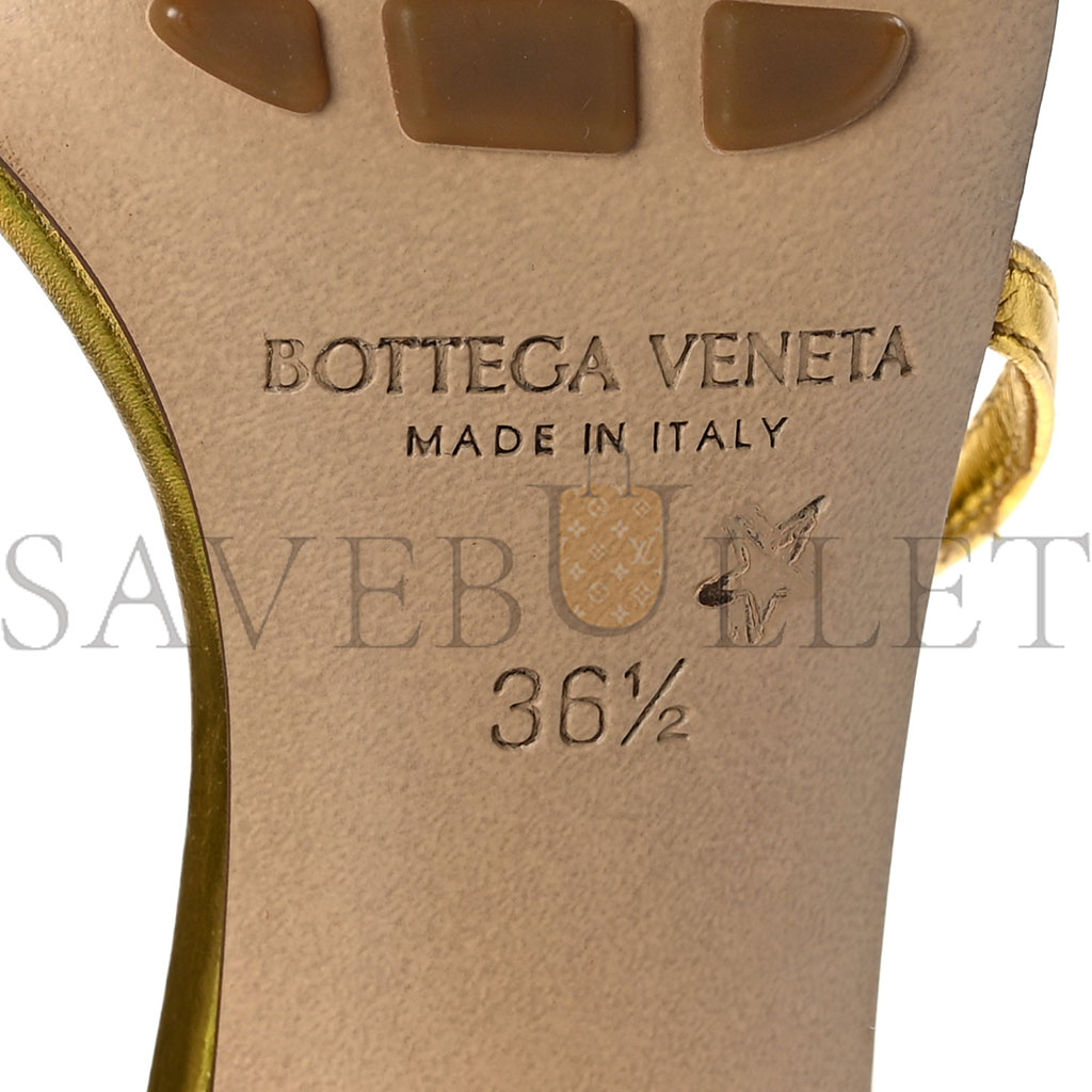 Bo*te*ga ve*ne*ta laminated calfskin the line 90mm sandals 365 gold